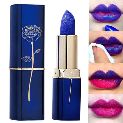 LESSXCOCO Blue Maggie Color Changing Lipstick, Waterproof